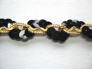 Paillettenband schwarz-gold